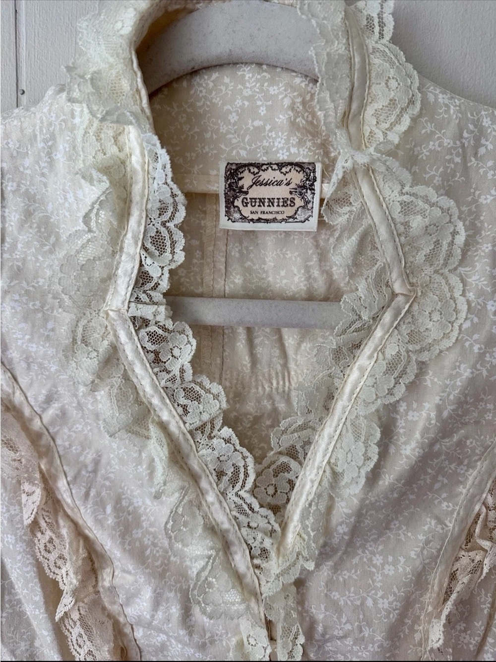 ❌SOLD❌ gunne sax • vintage jessica mcclintok gunnies cream lace blouse prairie - Picture 2 of 7